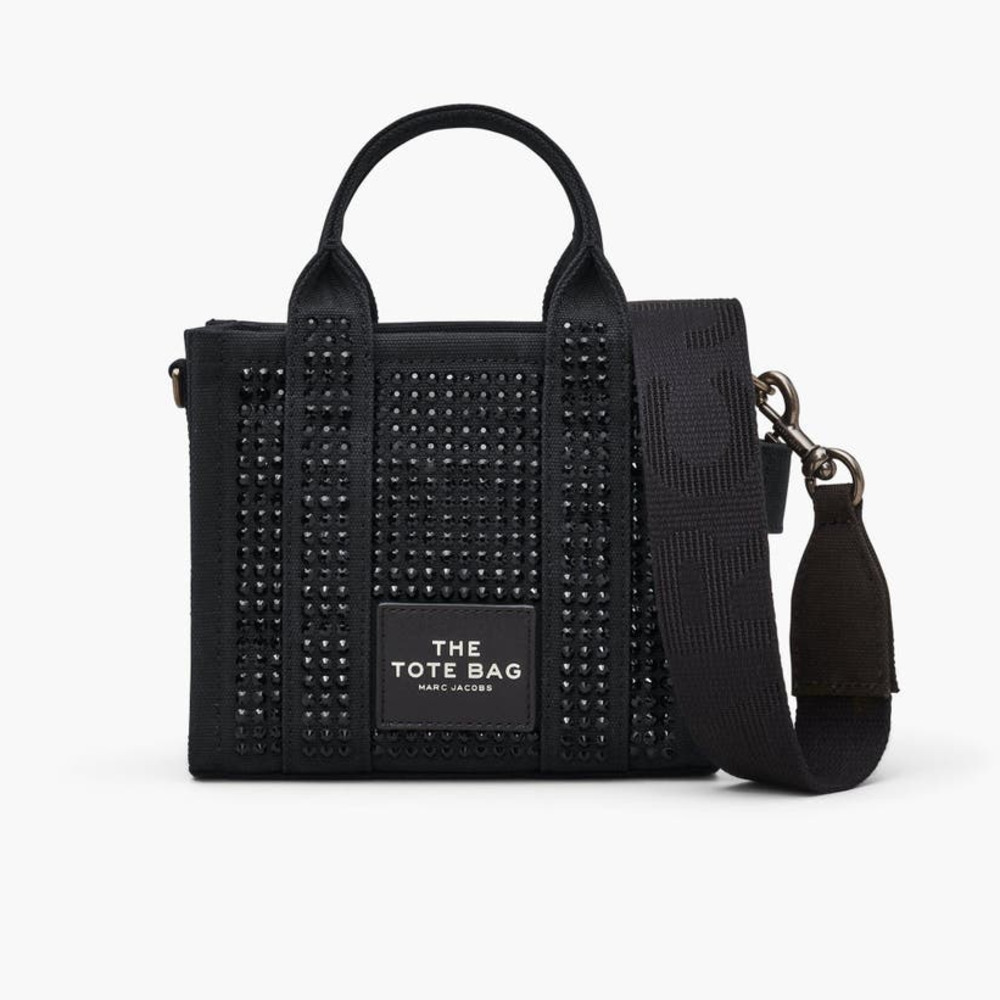 NWT! Marc Jacobs The MINI Crystal Canvas Tote bag BLACK - Picture 9 of 13